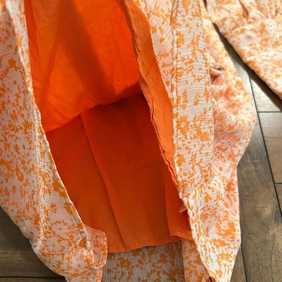 The East Order Orange White Peaches Bohemian Mini Dress Size XS - Picture 14 of 16
